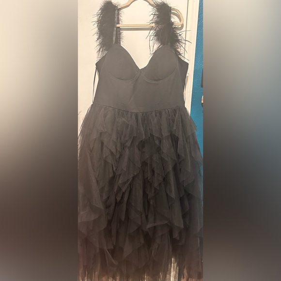 Fashion Nova Black Feathered Tulle Dress - Picture 9 of 9